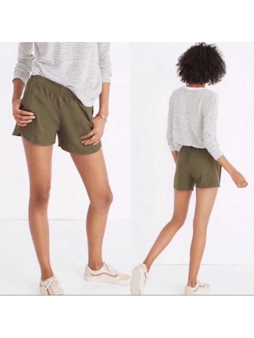 Madewell Cotton Pull-On shorts size Xsmall olive green moss
